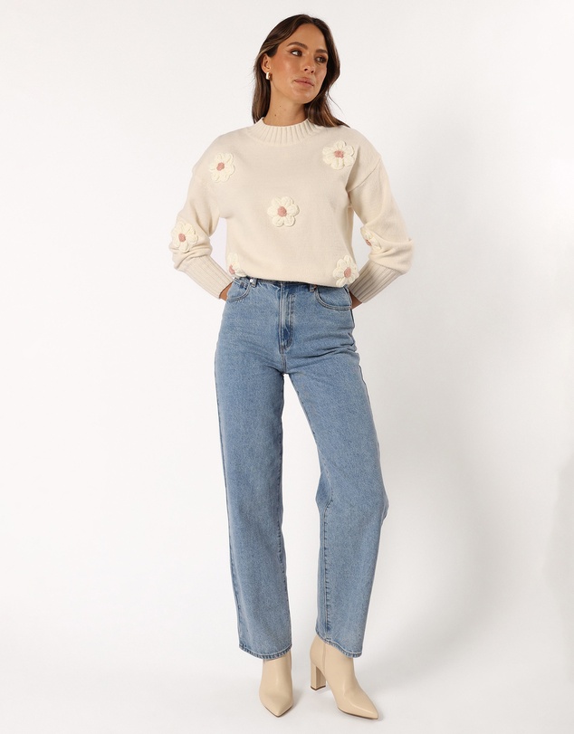 Petal & Pup - Alto Flower Knit Sweater - White