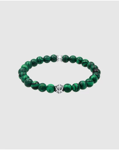 Kuzzoi - ICONIC EXCLUSIVE - Malachite Bead Bracelet with Sterling Silver Elements