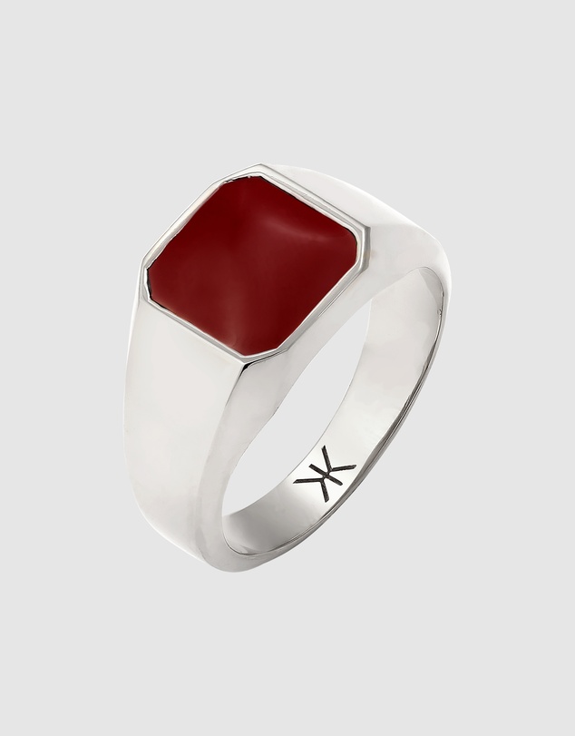 Kuzzoi - ICONIC EXCLUSIVE - Enamel Signet Ring in 925 Sterling Silver