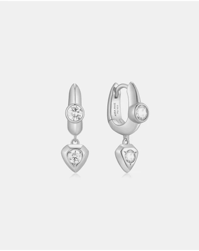 Ania Haie - Ania Haie Silver U-Shaped Shield Drop Huggie Hoop Earrings