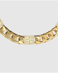 GUESS - Gold-Tone 4G Curb Chain Pave Bracelet