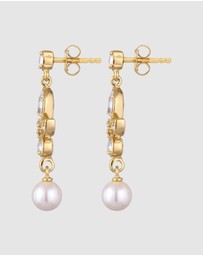 Elli Jewelry - Earrings Stud Pearl 925 Sterling Silver Gold-Plated
