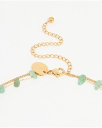 Lovisa - Waterproof Gold Plated Stainless Steel Green Stone Layered Necklace