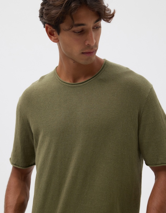 AERE - Linen Blend Rolled Hem Tee