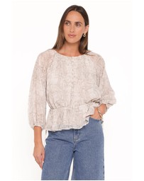 Petal & Pup - Ethelinda Drawcord Waist Top - Snake Print
