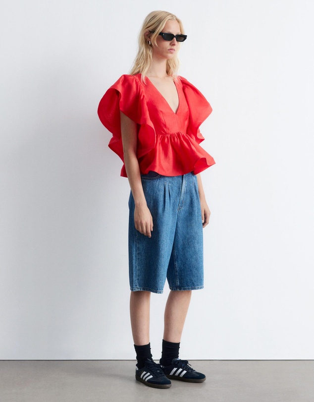 & Other Stories - Ruffle V-Neck Blouse