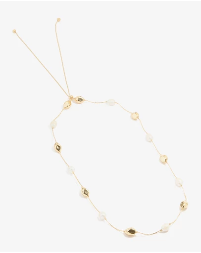 Lovisa - Gold Plated Freshwater Pearl Molten Station Adjustable Necklace