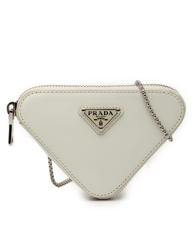 Prada - Pre-Loved Mini Brushed Leather Triangle Chain Pouch