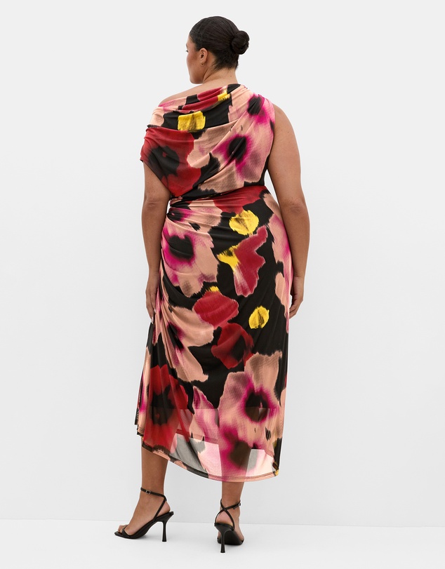 City Chic - Vivid Mesh Haze Print Maxi Dress