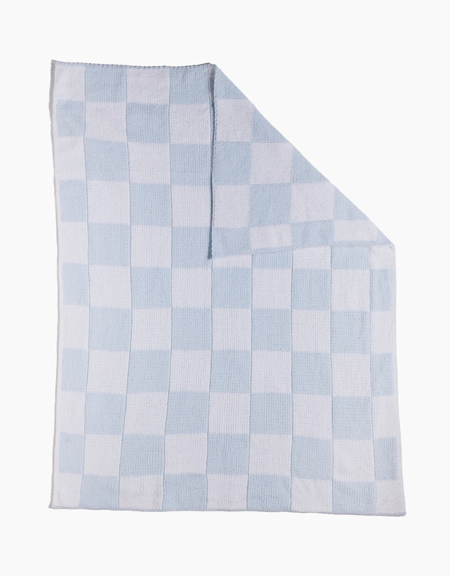 Living Textiles - Chenille Blanket - Checkered Blue