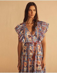 AUR OCEA - Piastrelle Ruffle Sleeve Maxi Dress