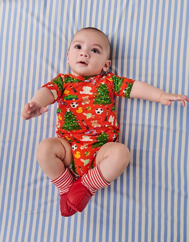 Kip&Co - Christmas Toys Organic Short Sleeve Romper - Babies