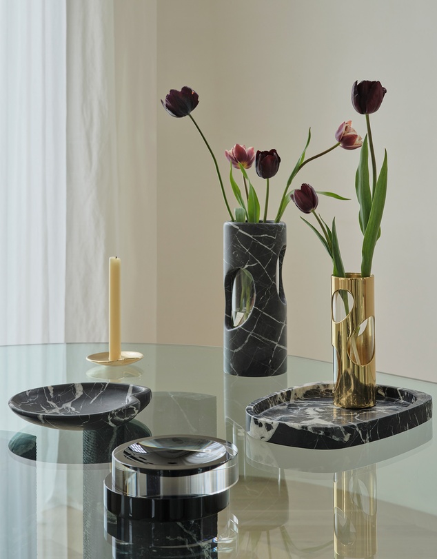 Greg Natale - Pila Crystal Bowl Clear & Black Onyx