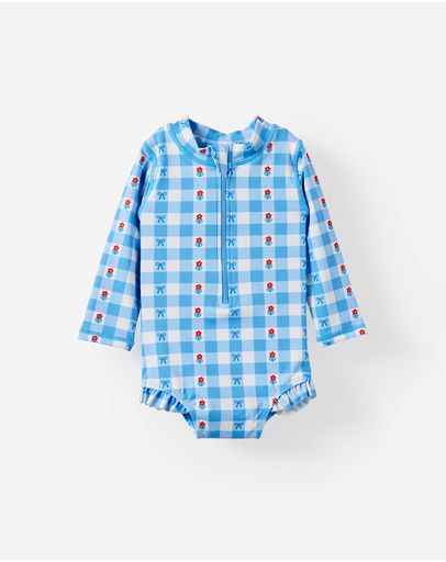 BLUE BONETFLORAL GINGHAM