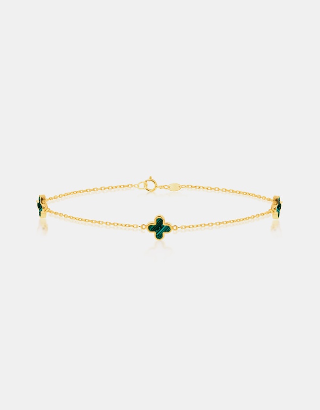 Zoe Olivia - 9K Gold Malachite Petal Bracelet