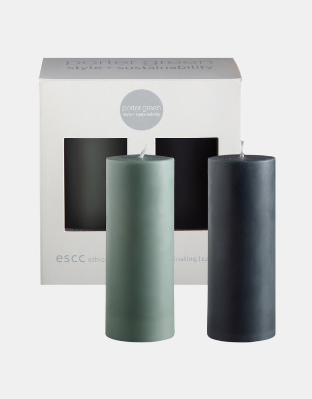 porter green - escc small pillar candle soy-blend unscented candles