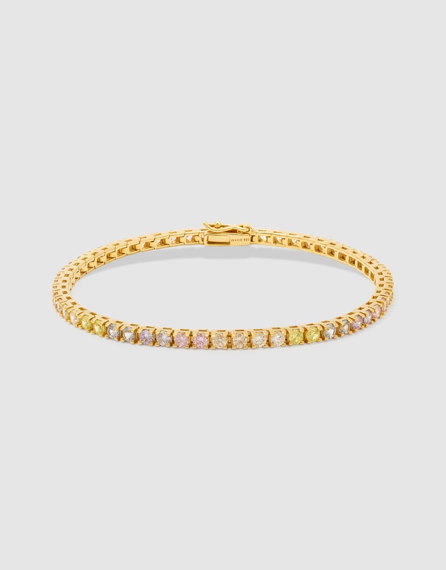 Wanderlust + Co - Pave 14K Gold Vermeil Rainbow Tennis Bracelet