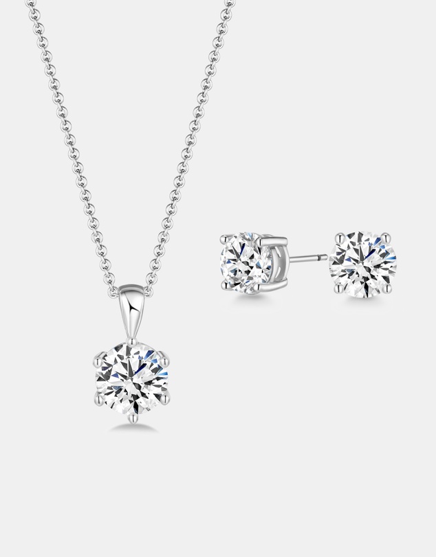 Mestige - Solitaire Set embellished with crystals by Swarovski® - Silver Plated