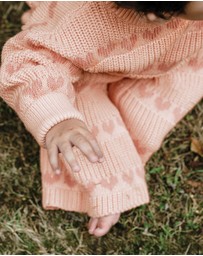 Kynd Baby - Knit Flare Pant in Pink Heart