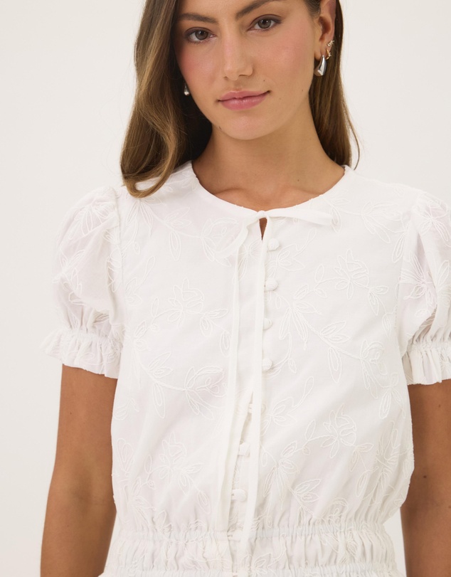 Atmos&Here - Eliza Embroidered Gathered Top