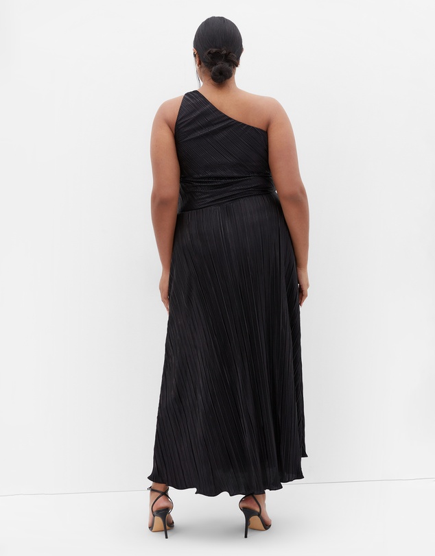City Chic - Plus size Kamila One Shoulder Metallic Dress - black