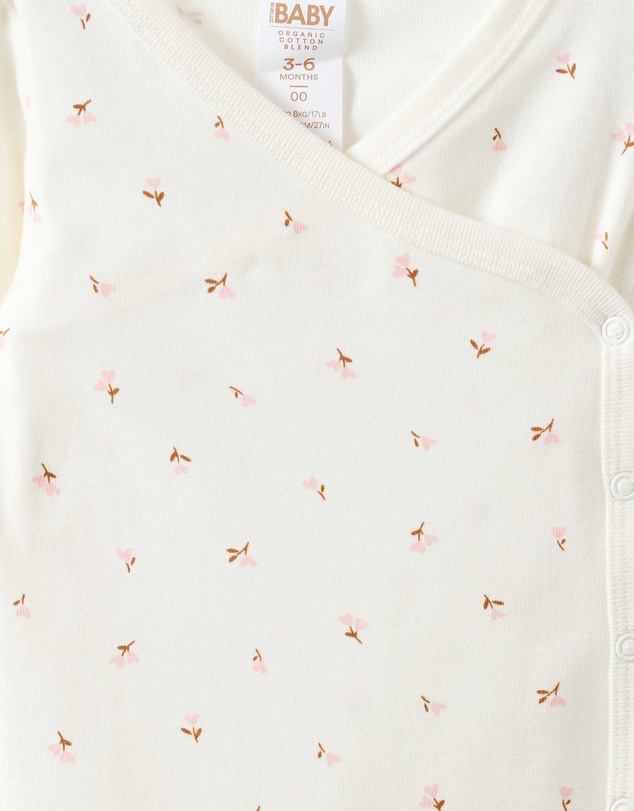 Cotton On Kids - Organic Cross Over Long Sleeve Bubbysuit
