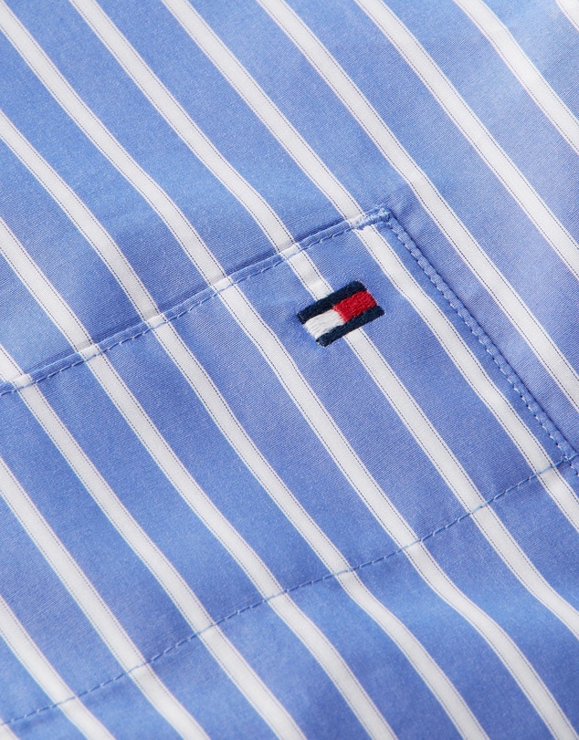 Tommy Hilfiger - Modern Poplin Blue Stripe Long Sleeve Shirt
