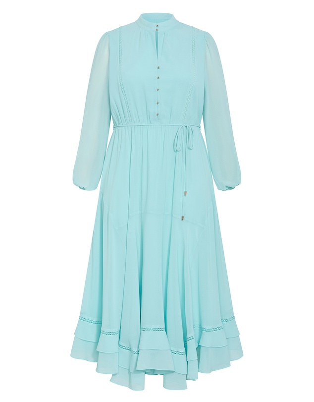 City Chic - Plus size Yasmin Long Sleeve Maxi Dress - seafoam