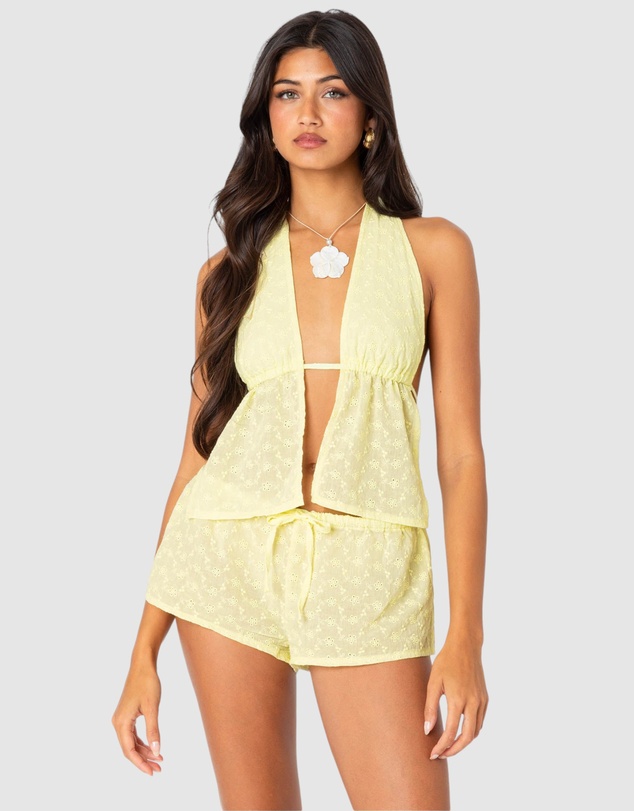 EDIKTED - Cayenne Eyelet Split Front Top