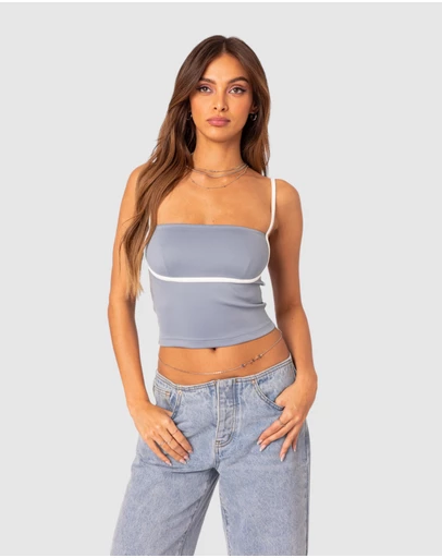 EDIKTED - Yang Contrast Strap Tank Top