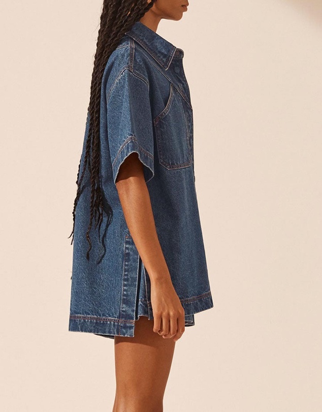 Shona Joy - Raquel Short Sleeve Curved Hem Shirt
