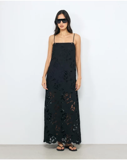 AERE - Elena Lace Maxi Dress With Removable Lining