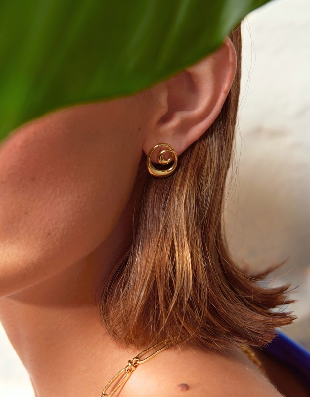 Ottoman Hands - Dalia Twist GoldStud Earrings