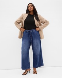 City Chic - Plus size Jorja Wide Leg Crop Denim Pant - mid wash