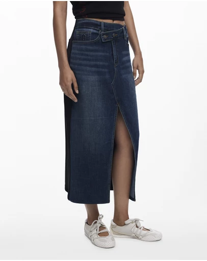 Desigual - Combined denim midi skirt
