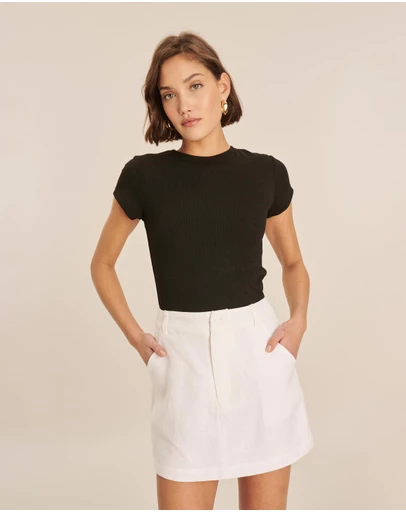 AERE - Joni Tailored Linen Mini Skirt