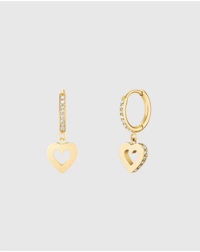 Rosefield - Hollow Heart Gold-Tone Hoop Earrings