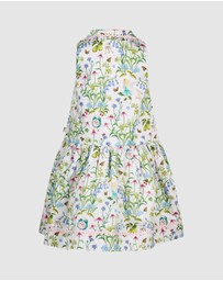 Fleur Harris - 'Silky's Floral' Winsome Dress in Snow 