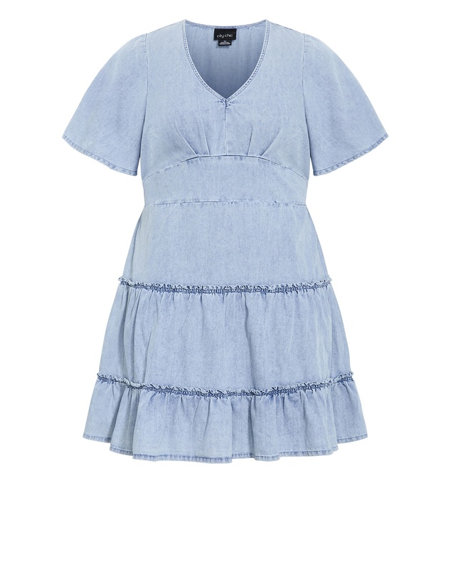 City Chic - May Tiered Denim Mini Dress