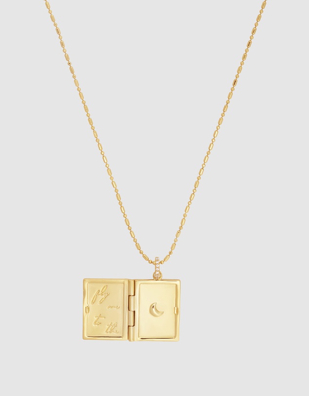 Wanderlust + Co - Fly Me To The Moon Gold Locket Necklace