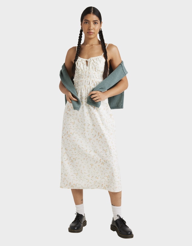 RVCA - Womens Blurred Ditsy Gathered Midi Dress
