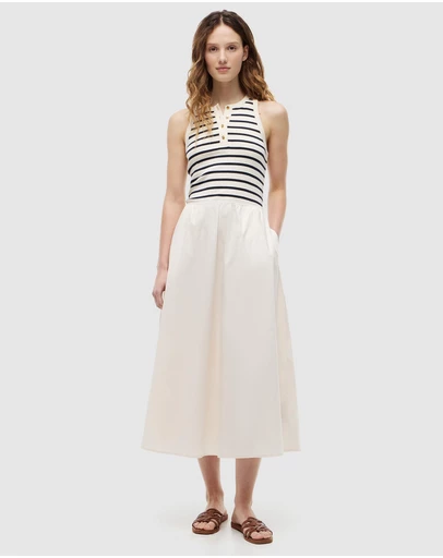 Tommy Hilfiger - Gold Button Poplin Mix Tank Dress