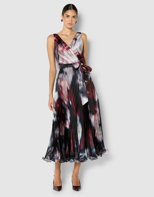 Montique - Ange Printed Pleat Cocktail Dress