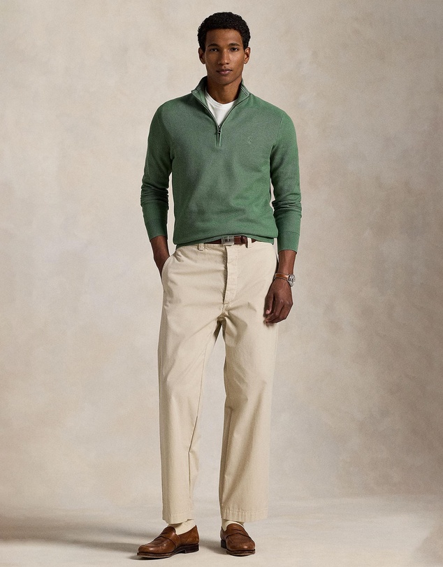 Polo Ralph Lauren - Mesh-Knit Cotton Quarter-Zip Sweater
