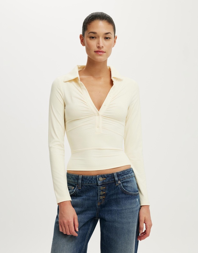 Cotton On - Hold Me Long Sleeve Polo