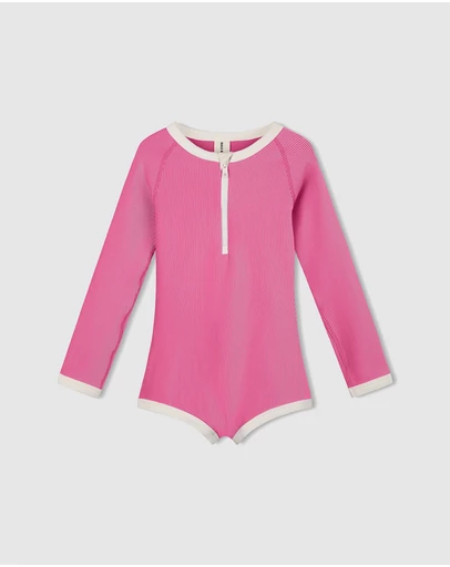 Zulu & Zephyr Mini - Mini Stripe Rib Rashie Onesie - Kids
