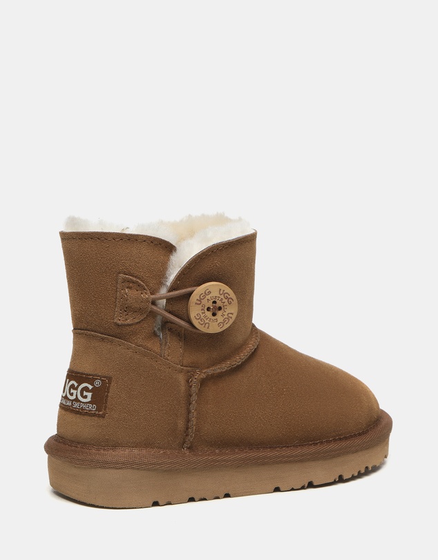 EVERAU - Australian Shepherd Ugg Nolan Kids Mini Button Cow Suede Upper UGG Boots