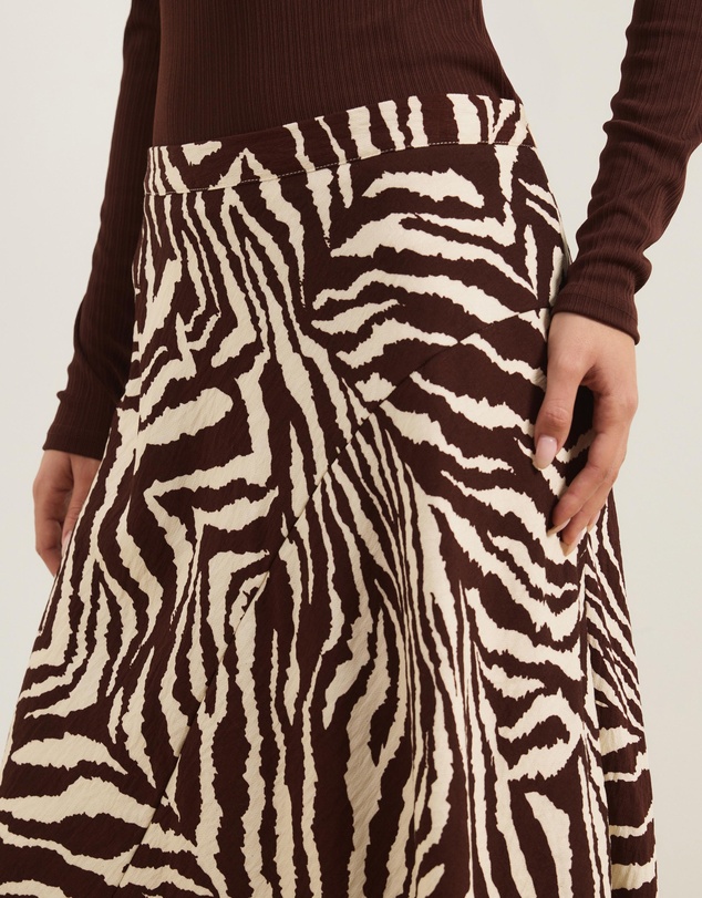 Atmos&Here - Zebra Printed Handkerchief Knee Length Skirt