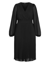 City Chic - Plus size Finley Sheer Pleat Dress - black