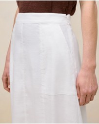 Trenery - Stretch Linen Patch Pocket Skirt in White